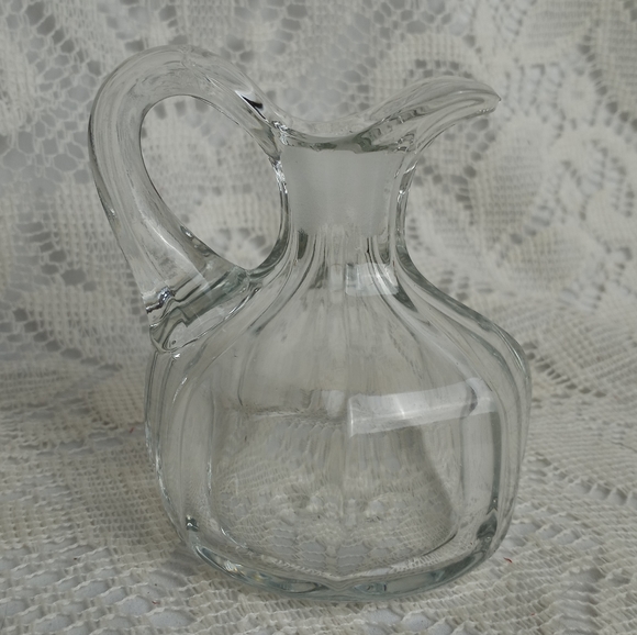 Antique Heisey Blown Glass Clear Crystal Cruet Paneled Sides Signed 4" - Picture 1 of 6